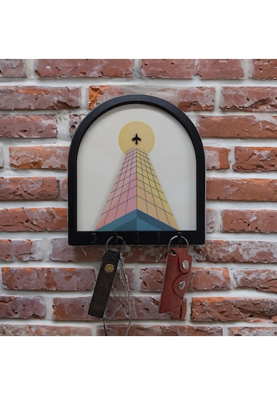 Cajuart Dekoratif Gökdelen Uçak Tasarım Boyutlu Anahtar Askısı Anahtarlık Dekor