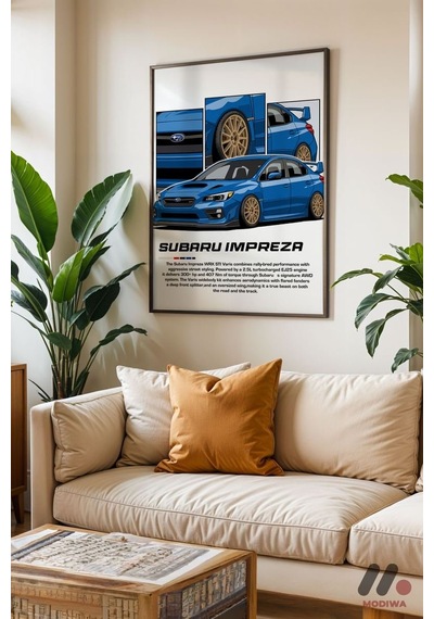 Subaru Impreza Jdm Araba Posteri, Siyah Çerçeveli Duvar Tablosu - Oto Severlere Özel Hediye