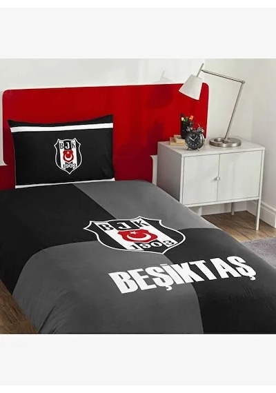 Taç Taraftar Lisanslı Tek Kiş. Nevresim Takımı-beşiktaş Efsane100 Siyah - Beyaz