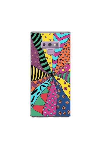 Samsung Galaxy Note 9 İle Uyumlu 1mm Slim Fit Retro Colors 4 Baskılı Şeffaf Kılıf Şeffaf