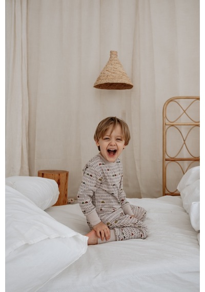 Geometrik Baskılı Color Shapes Çocuk Pijama Seti Gri