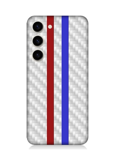 Samsung Galaxy S23 Uyumlu Silikon Kılıf Bordo Mavi Metal Desen