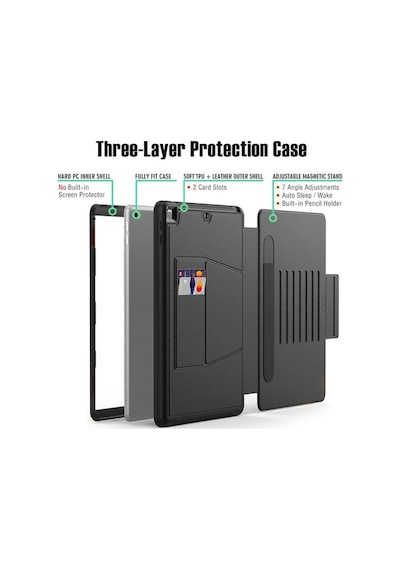 Apple Uyumlu iPad 9. Nesil 10.2" Kılıf Multifunction Leather Case A2602
