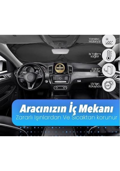 Trakmats Mercedes Glc Coupe 2015-2020 İle Uyumlu Oto Ön Cam Güneşlik, Katlanabilir Milfonlu, Uv