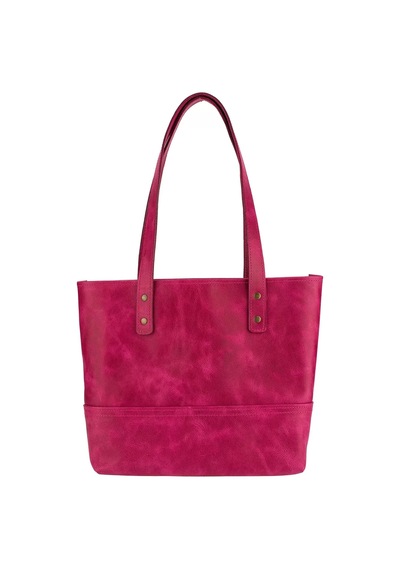 Twingold İsme Özel Tote Bag El Omuz Çantası - %100 Rainbow Deri - Ac03003 - Fuşya Fuşya
