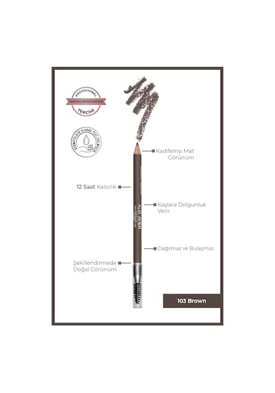 Alix Avien Fırçalı Yumuşak Uçlu Belirginleştirici Kahverengi Kaş Kalemi Eyebrow Expert Powdery Liner 103 Brown