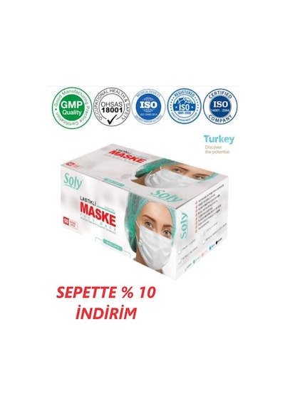 Soly Care Meltblown 3 Katlı Telli Ultrasonic Cerrahi Maske 50Adet