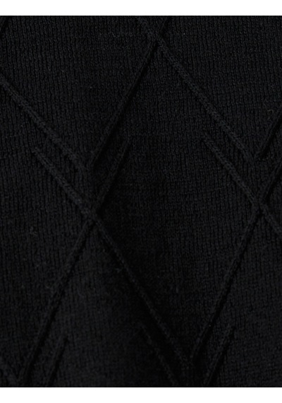 Koton Regular Fit Geometrik Dokulu Kısa Kollu Pamuklu Triko Kazak Siyah 5sam70010ht Siyah