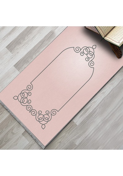 Evaşk Namazlık Dokuma Halı Kaymaz Muslumana Seccade 80 x 130 PEMBE EVAŞK413B80