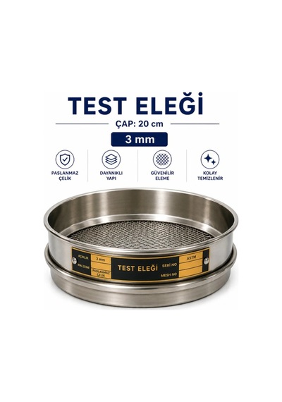 Test Eleği - Çap: 20 Cm 3 Mm Paslanmaz Çelik