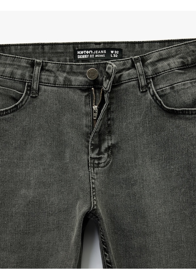 Koton Normal Bel Pamuklu Skinny Fit Jean Pantolon - Michael Jean Gri 6wam40048nd Gri
