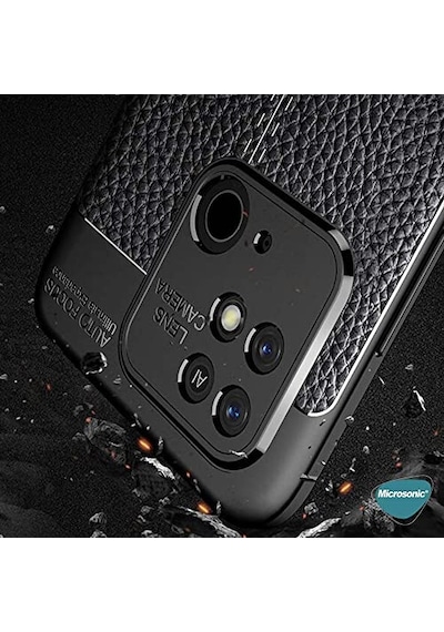 Ayrex Xiaomi Poco C40 İçin Kılıf Deri Dokulu Silikon Siyah Poco C40 İle Uyumlu Kılıf - Siyah Diğer