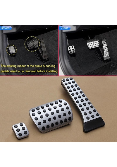 Mercedes W204-w207-w211-w212-w215-w220-e250 Uyumlu Geçme Otomatik Pedal Seti 3 Parça Siyah Krom