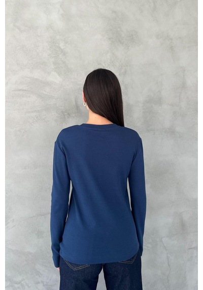 Pera Butik Özlem Yılmaz Viskon Bisiklet Yaka Bluz Lacivert