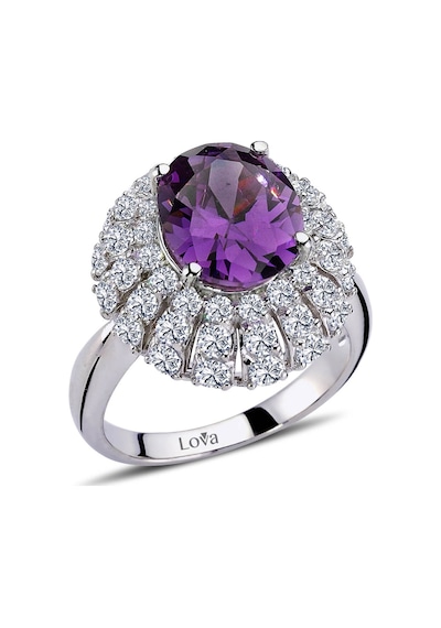 Lova Pırlantalı Oval Ametist Yüzük - 1030163