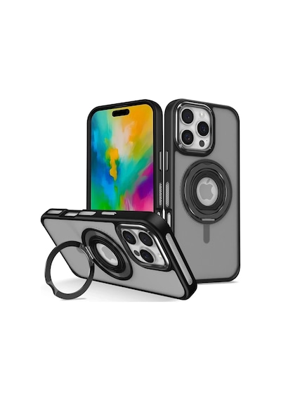 Joko Apple iPhone Uyumlu  16 Pro Uyumlu Banza Magsafe Standlı Kapak - Siyah