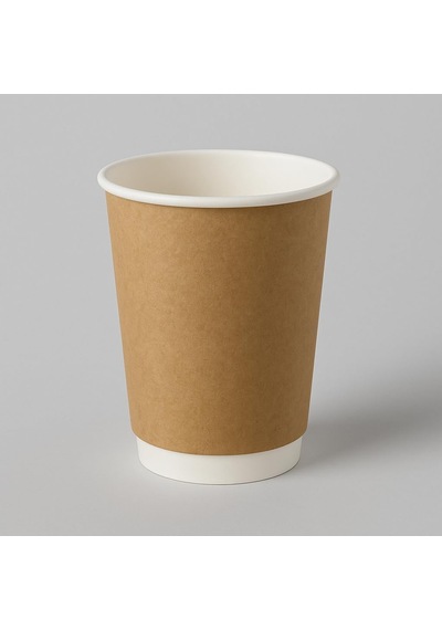 14 Oz Double Wall Kraft Görünüm Karton Bardak + Siyah Kapaklı 25'li Diğer