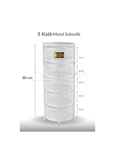 5 Katlı Sebzelik Açılır Metal Patates Soğan Sepeti Paslanmaz Meyvelik Organizer Sepet Beyaz Beyaz