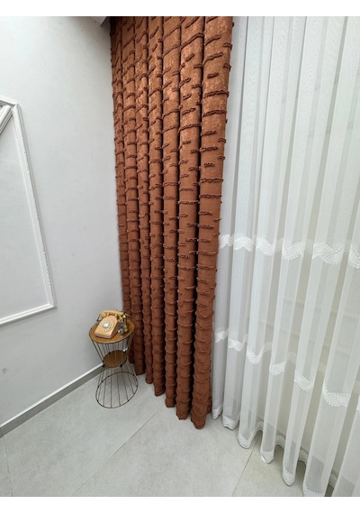 Nivemeshome Duru 3-0008 Kiremit 1/3 Pileli Fon Perde 70x270