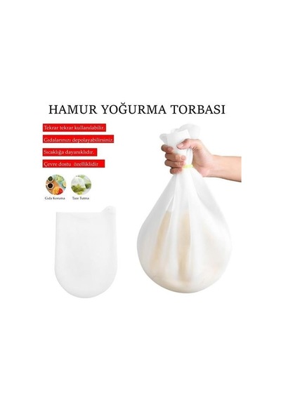 Ollevra Orta Hamur Torbası Silikon Şeffaf Hamur Yoğurma Torbası Ekmek Makarna Mantı Hamuru Beyaz