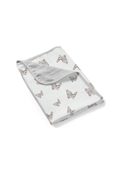 % 100 Pamuk Çift Kat Müslin Battaniye Iconique Lapin - Gri Tavşan 65x65 Cm Çftthrow1001 Çok Renkli