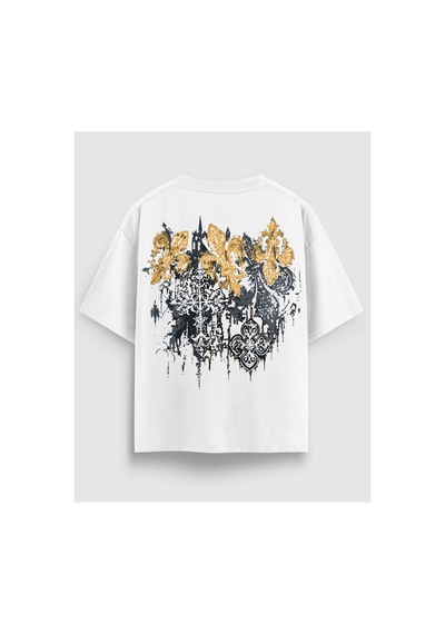 Yolo Street Oversize Beyaz Tişört Gold Barok Sırt Desenli %100 Pamuk Premium Streetwear Unisex Beyaza1 Yolo Street Oversize Beyaz Tişört Gold Barok Sırt Desenli %100 Pamuk Premium Streetwear Unisex Beyaza1