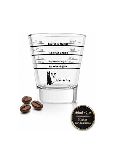 Motta Çift Taraflı Dereceli Şeffaf Cam Espresso Kahve Ölçü Bardağı 30 / 60 ml