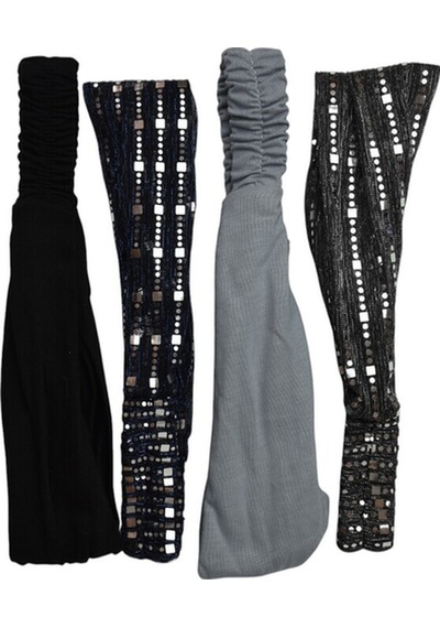 Lastikli Bandana 4 Lü Set Kahverengi