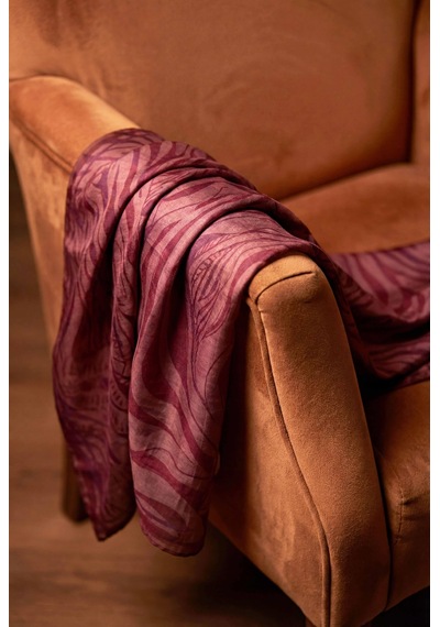 Silk Home Pamuk Karışımlı Eşarp Gül Kurusu Zebra Desen Soft Dokulu Kaymaz 90x90 Çok Renkli