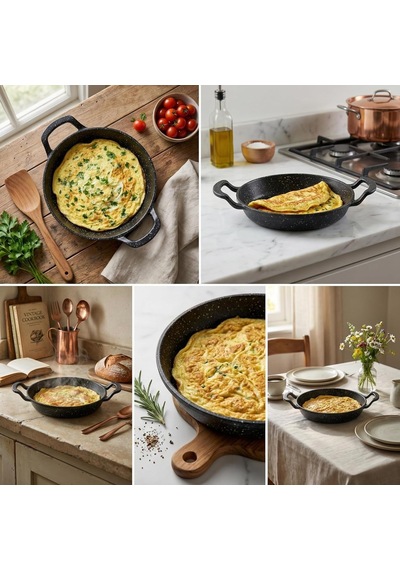 Deconox 2'li Granit Alüminyum Döküm Sahan Seti / Yapışmaz Yumurta &amp Kızartma Tavası / Granit Omlet Tavası 1 Diğer