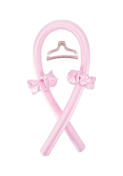 Croc 1290 Pembe Isısız Saç Şekillendirme Seti Saten Gece Bigudisi Saç Sosisi Pembe