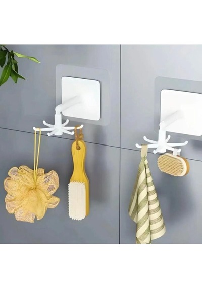 Anushka Home Çok Amaçlı Askı 360 Derece Dönen Mutfak, Banyo, Takı Yapışkanlı Pratik Askı Plastik Siy Diğer