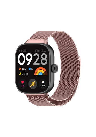 Caseonn Xiaomi Smart Band 8 Pro Kordon Manyetik Metal Hasır Kayış Rose Pink