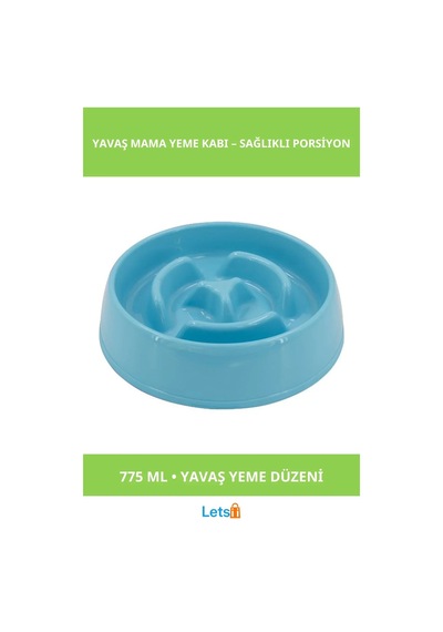 Mikopet Yavaş Mama Yeme Kabı 775 Ml. Plastik Tasarım Çok Renkli