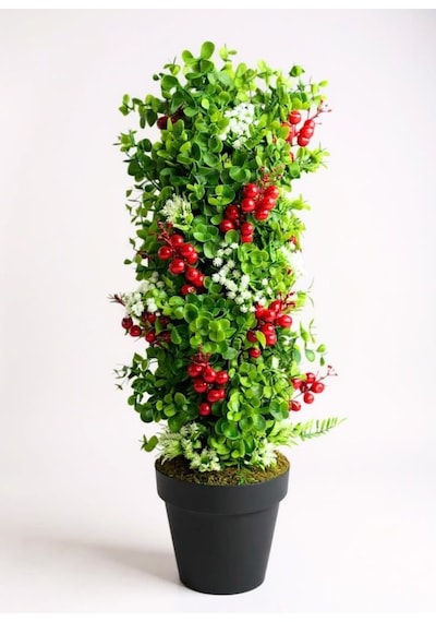 Yapay Çiçek Siyah Saksıda Kokinalı Yeşil Şimşir Ağacı 70 30cm Yeşil
