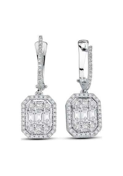 Modern Tasarım 1.50 Ct Baget Kare Tektaş Küpe 18  K