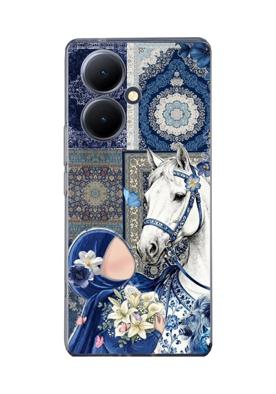 Vivo V29 Lite 5g Uyumlu Geleneksel Motifli Beyaz At Baskılı Silikon Kılıf Renkli