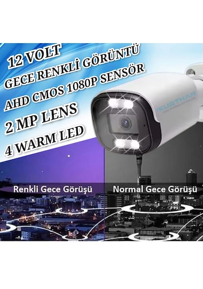 2 Mp Ahd Warm Led Güvenlik Kamerası Gece Renkli Görüntü 12 Volt