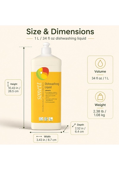 Organik Elde Bulaşık Yıkama Sıvısı- Calendula - 1 L 1 Paket 1 X 1000 Ml