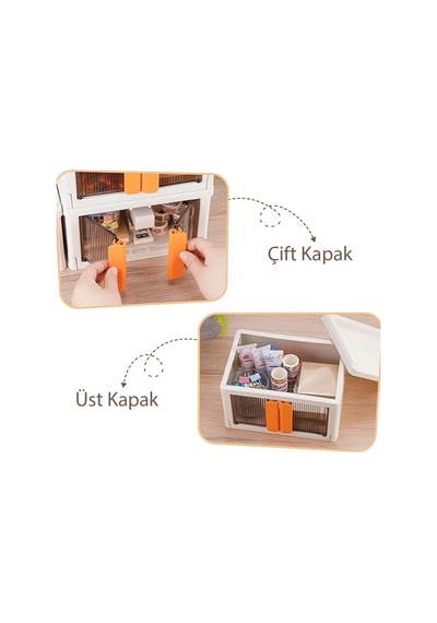 Sunup Sn-25881 72l Katlanabilir Plastik Saklama Kutusu Kahverengi Kapaklı Tekerlekli 40x64x37cm