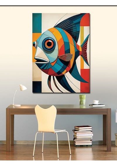 Kanvas Tablo Soyut Renkli Balık 50cmx70cm