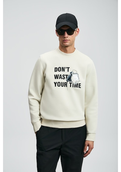 Lufian 112030173 Henry Erkek Sweatshirt Beyaz