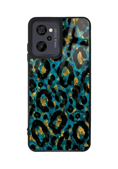 Casper M45 Blue Leopar Tasarımlı Glossy Telefon Kılıfı Mavi