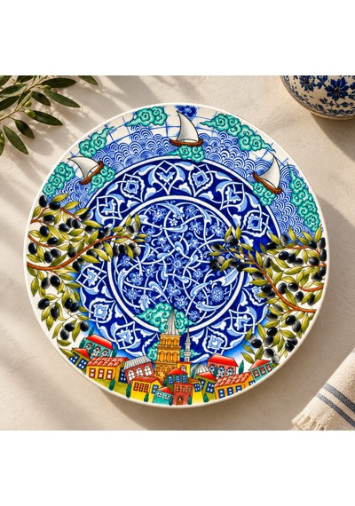 İstanbul Temalı Seramik Tabak 40cm