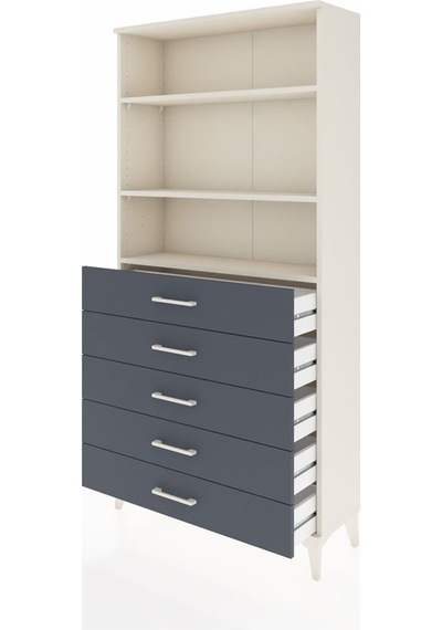Arges Dolap 3 Raflı 5 Çekmeceli 88x30x182 Aytaşı-antrasit Aytaşı