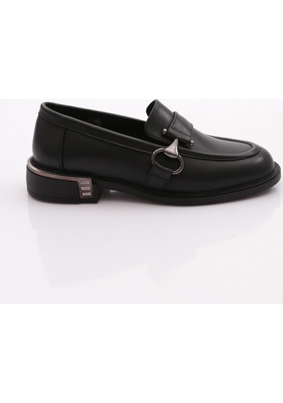 Dgn 26076 Kadın Loafer Ayakkabı Siyah Analin