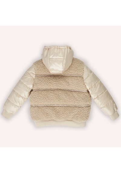 Kız Çocuk Pelüş Detaylı Bej Şişme Mont 7755782