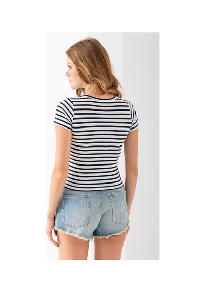 Giysa Kadın Bisiklet Yaka Çizgili Basic Body Lacivert - 25509 Lacivert