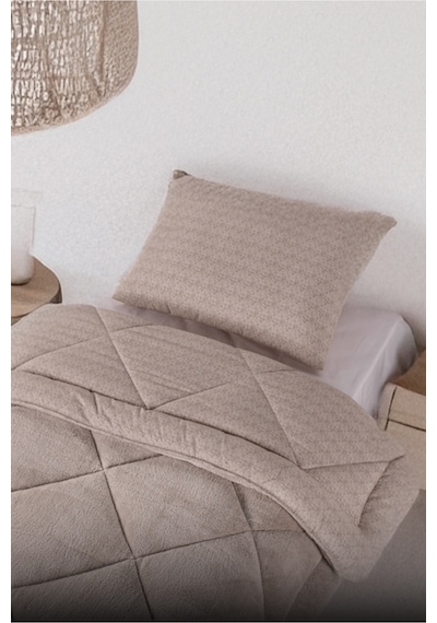 Lüks Wellsoft Çift Taraflı Yumuşak 4 Mevsim Konfor Yorgan Seti Yorgan Uyku Seti 155 X 215 Cm Bej