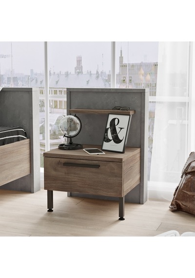 Robin Home Dream 2 Çekmeceli Çocuk Komodin Metal Ayak  Kahve-Beton